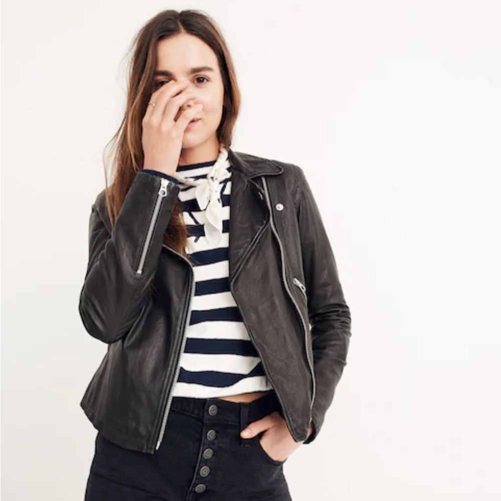 Madewell washed leather motorcycle jacket